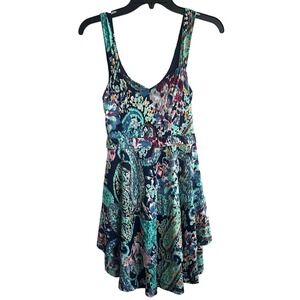 Free People Multicolored Paisley Tiered Sleeveless Mini Dress